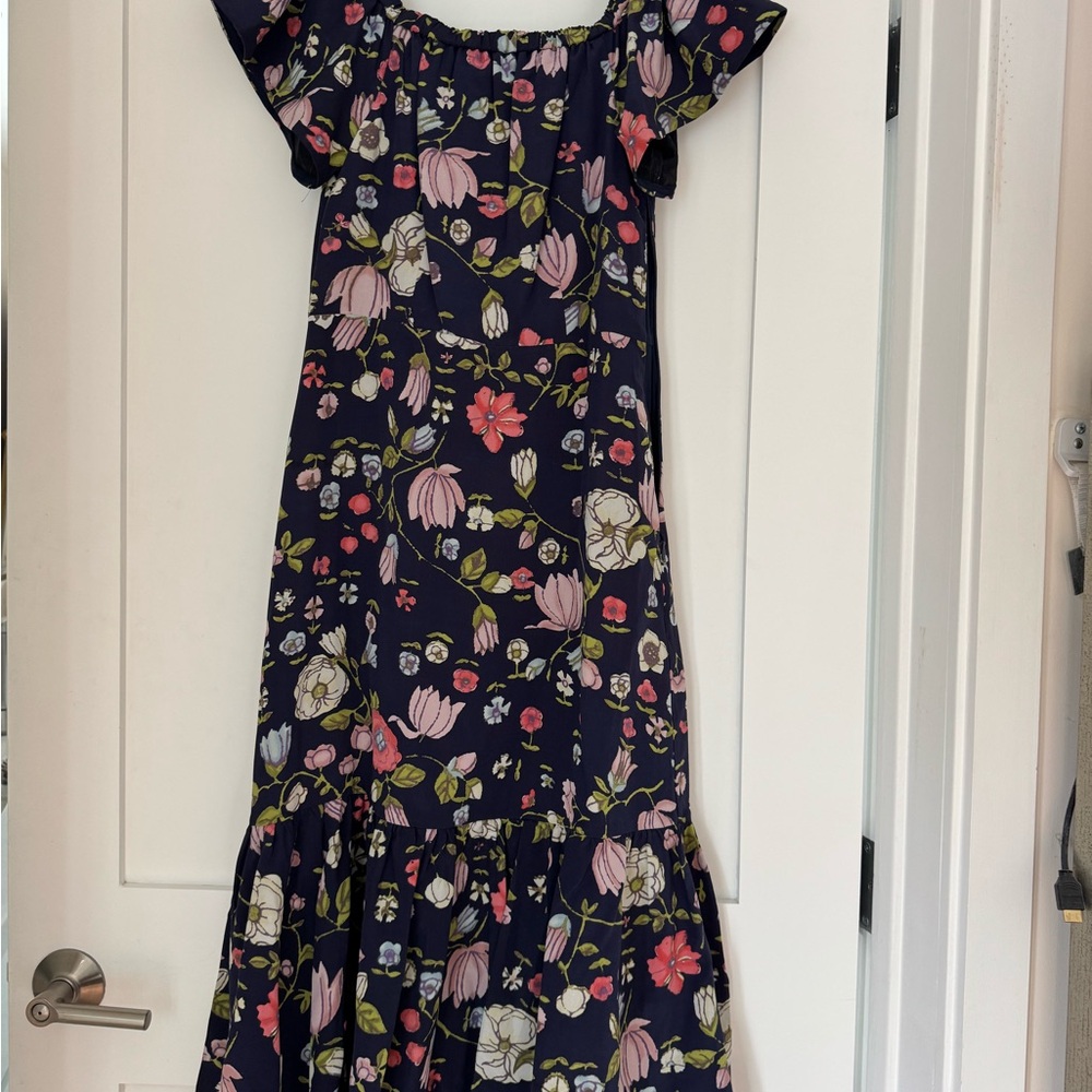 Rebecca Taylor Tapestry Garden Off-The-Shoulder Silk Midi Dress